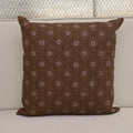 Brown vine and floral medallion block print linen pillow cover