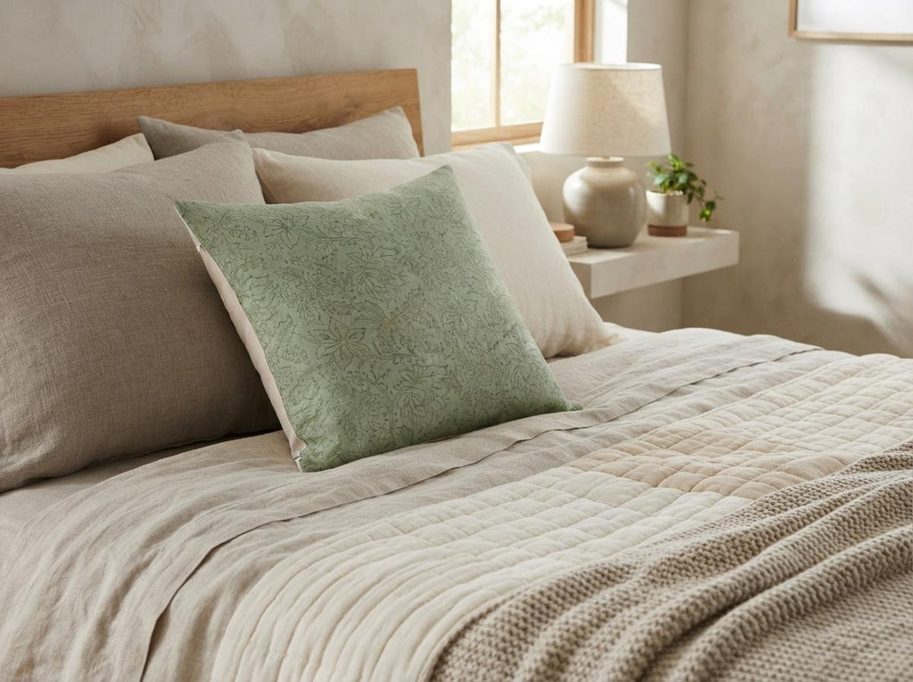 Oliva Hand Block Print Linen Pillow Cover