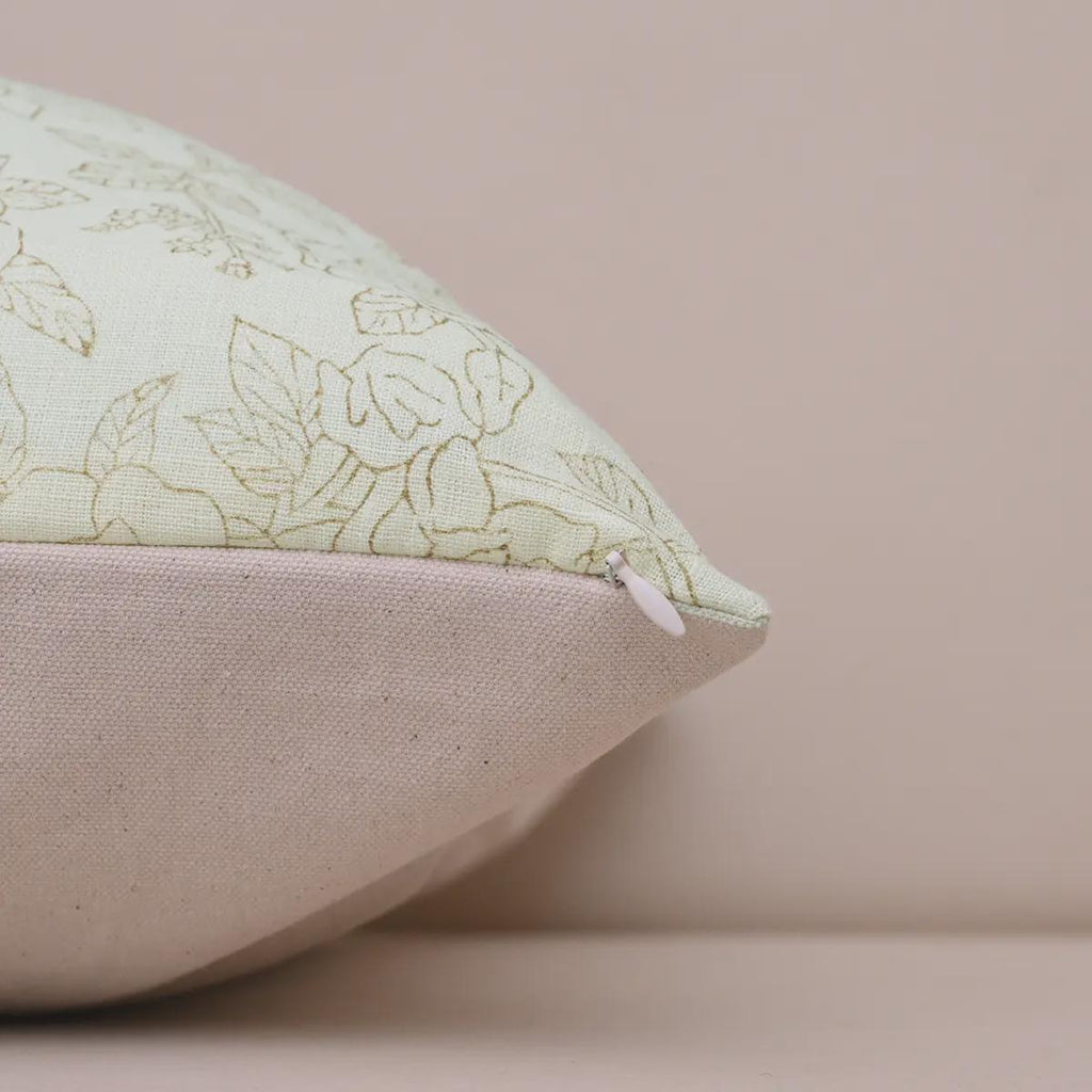 Vireo Hand Block Print Linen Pillow Cover