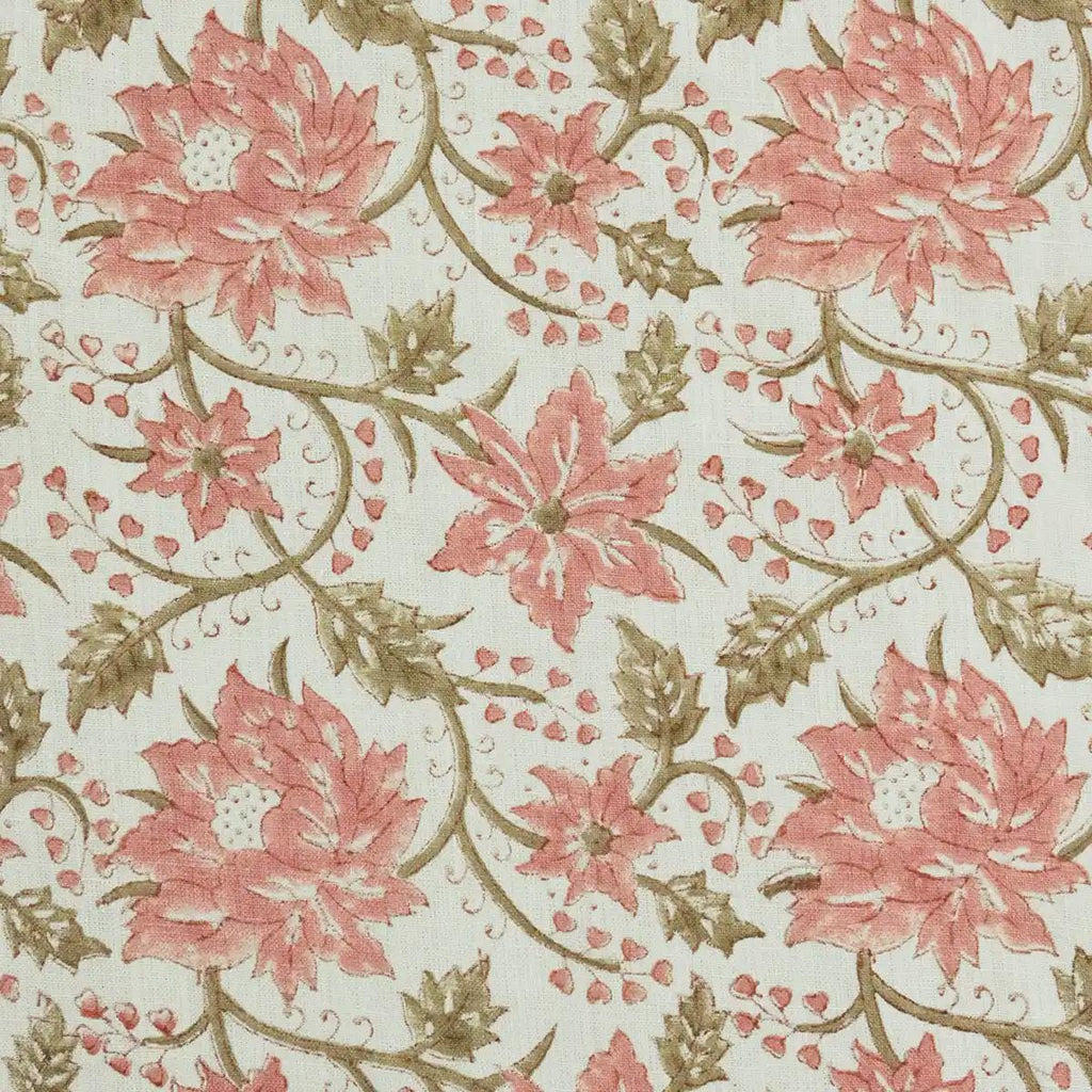 Rose Hand Block Print Linen Pillow Cover