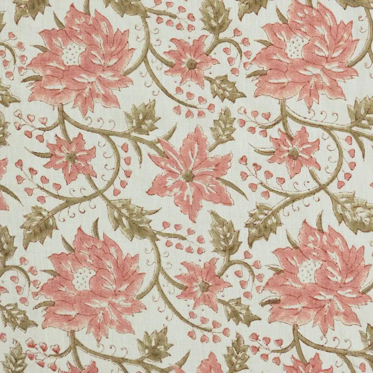 Rose Hand Block Print Linen Pillow Cover