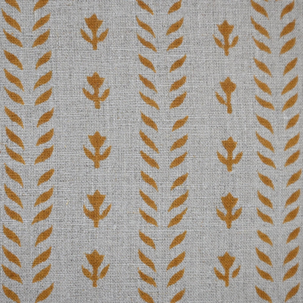 Alexa Ochre Linen Block Print Pillow Cover
