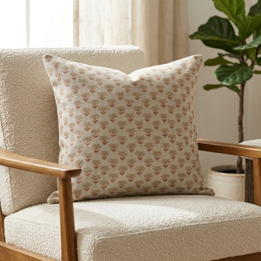 Destiny Oatmeal Block Print Pillow Cover