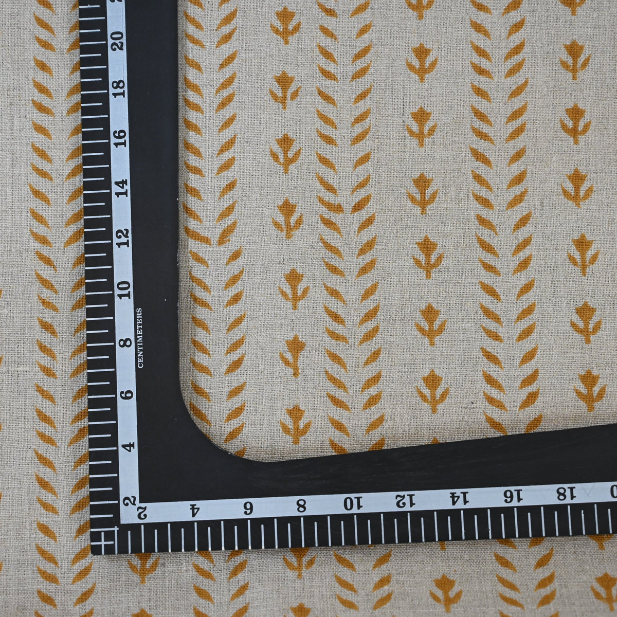 Alexa Ochre Linen Block Print Pillow Cover