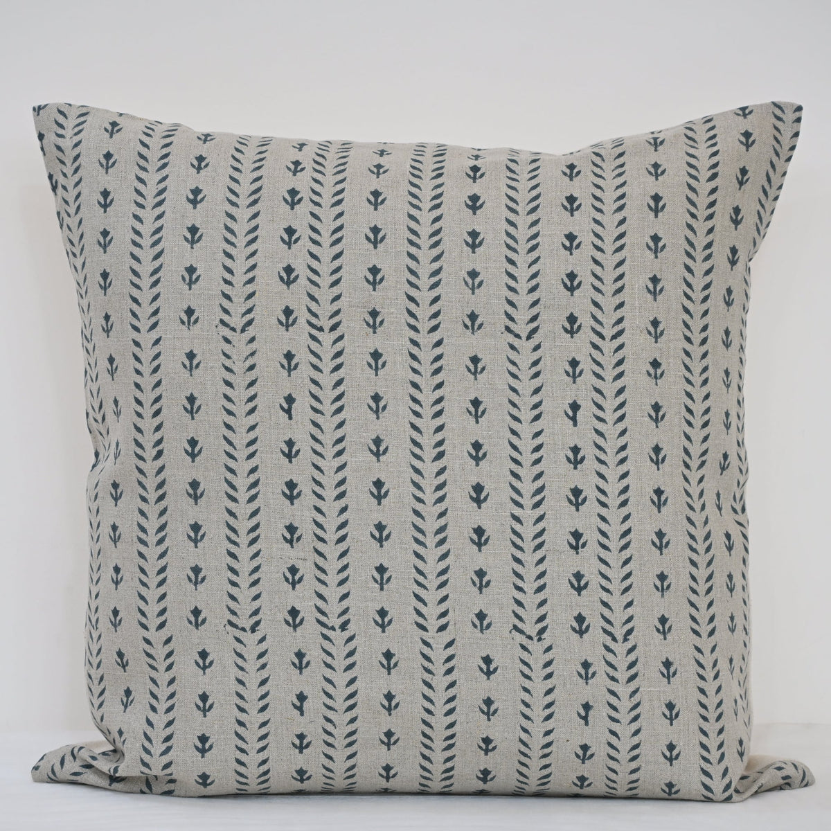 Alexa Indigo Linen Block Print Pillow Cover