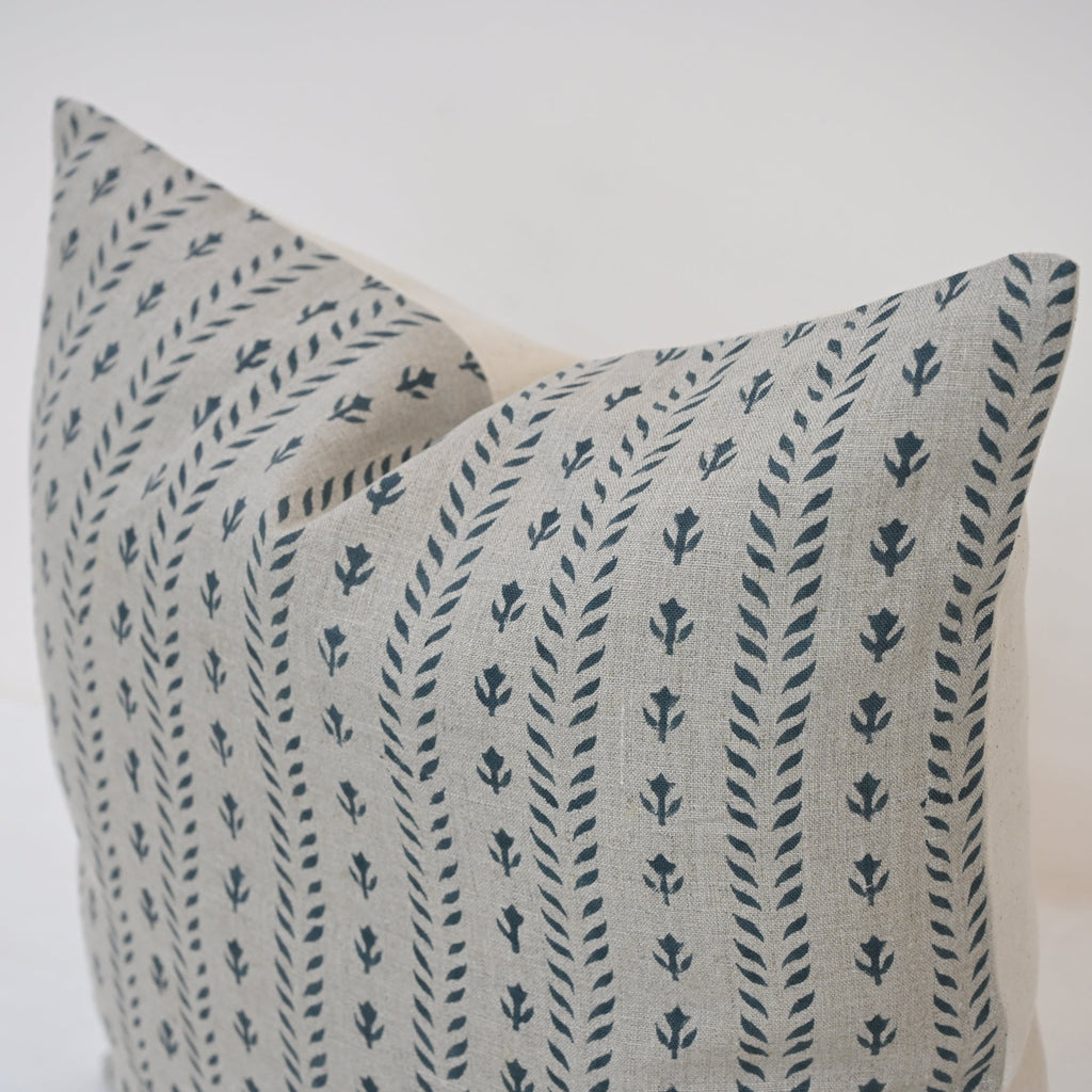 Alexa Indigo Linen Block Print Pillow Cover