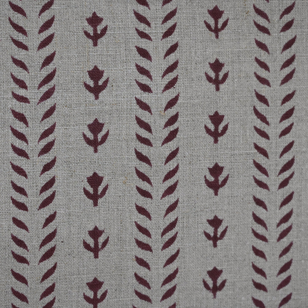 Alexa Maroon Linen Block Print Pillow Cover