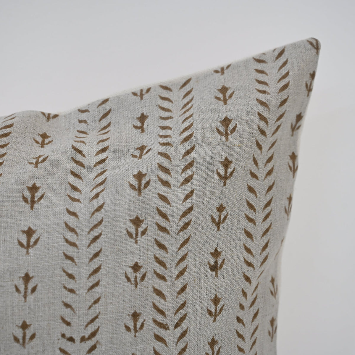 Alexa  Chestnut Linen Block Print Pillow Cover
