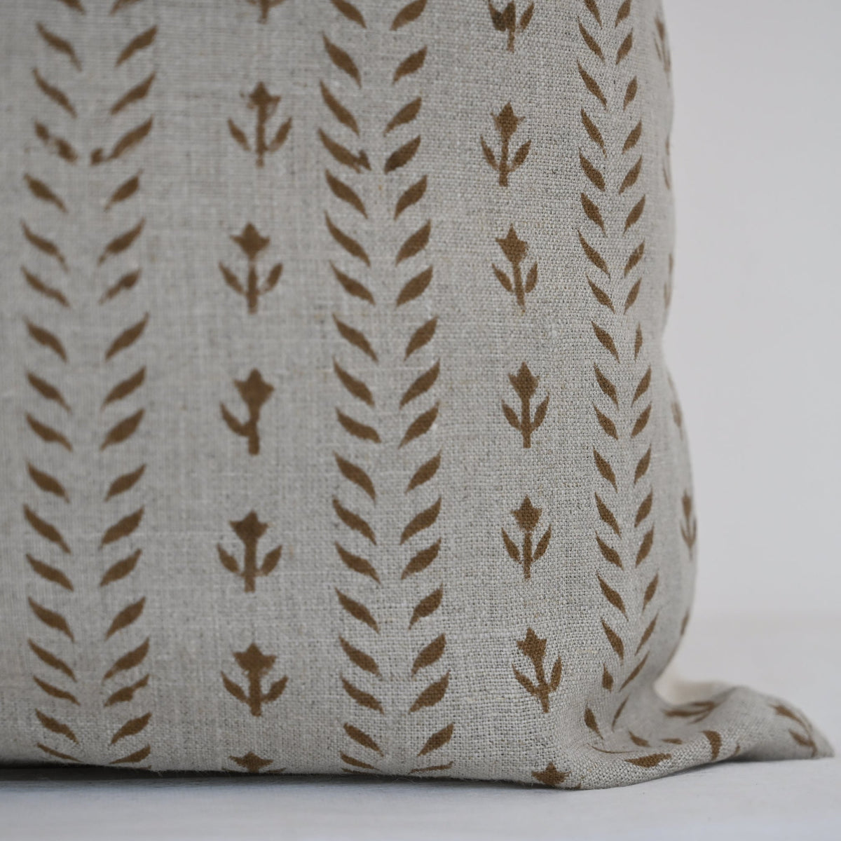 Alexa  Chestnut Linen Block Print Pillow Cover
