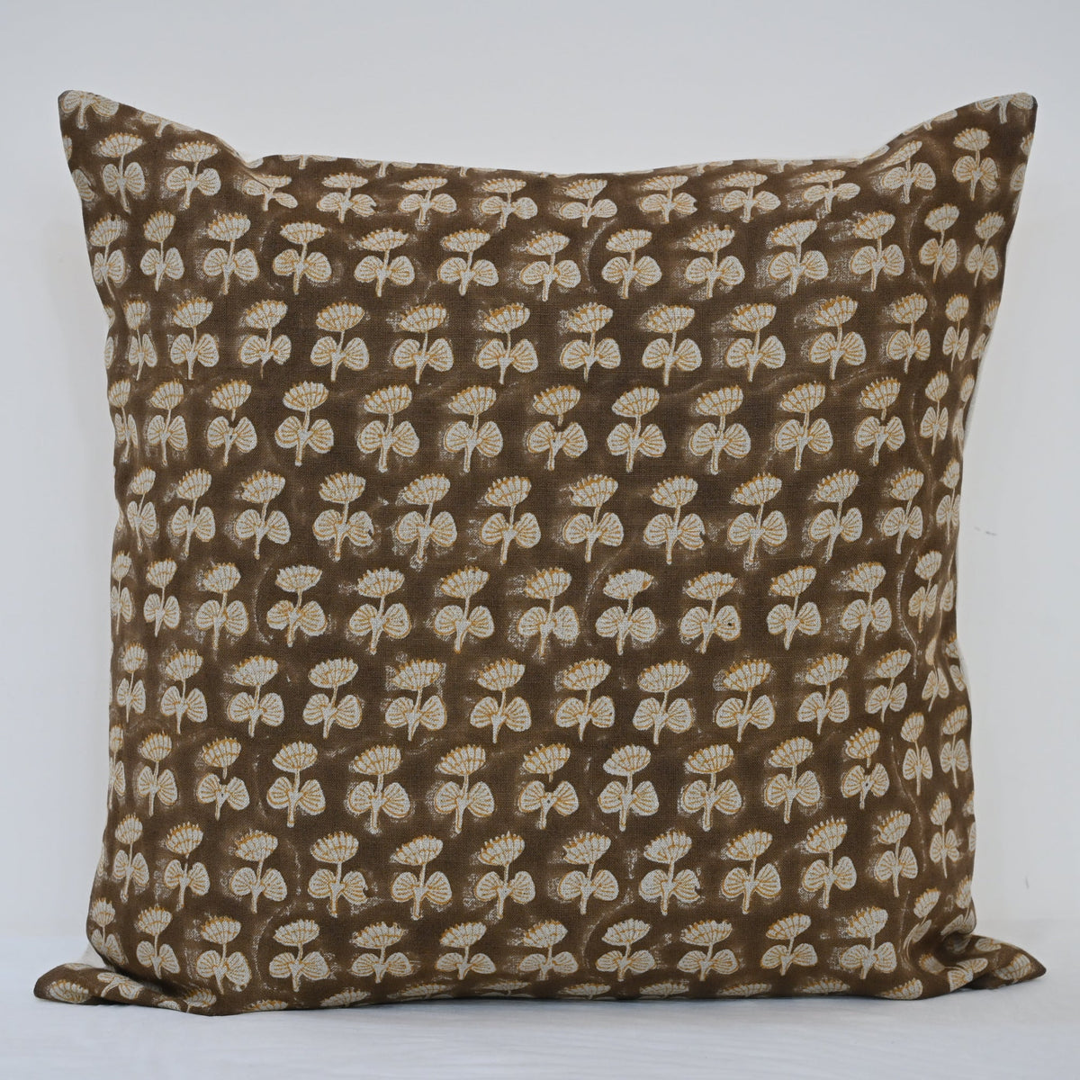 Gabriella Espresso Linen Block Print Pillow Cover