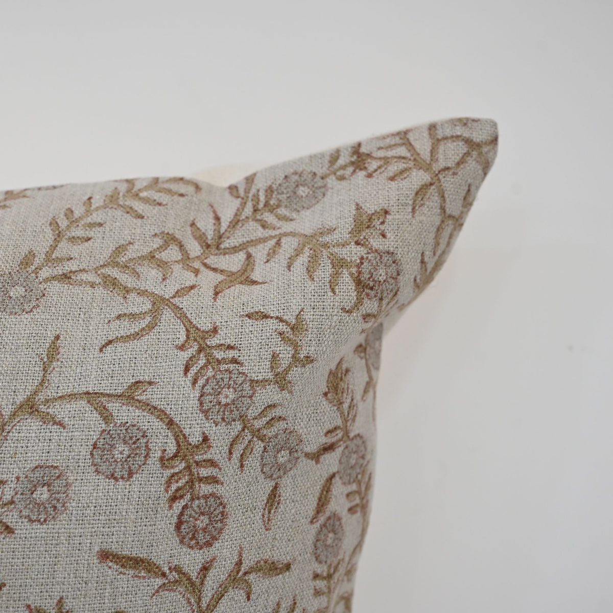 Bailey Taupe  Linen Block Print Pillow Cover