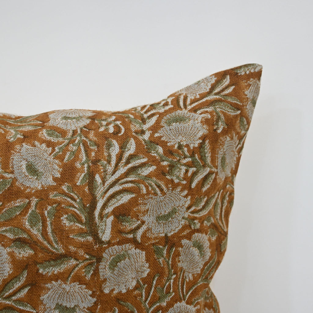 Elise Warm Linen Block Print Pillow Cover