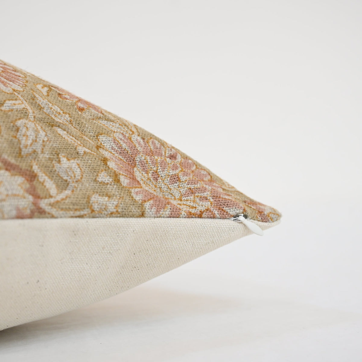 Alexis  Blush Linen Block Print Pillow Cover