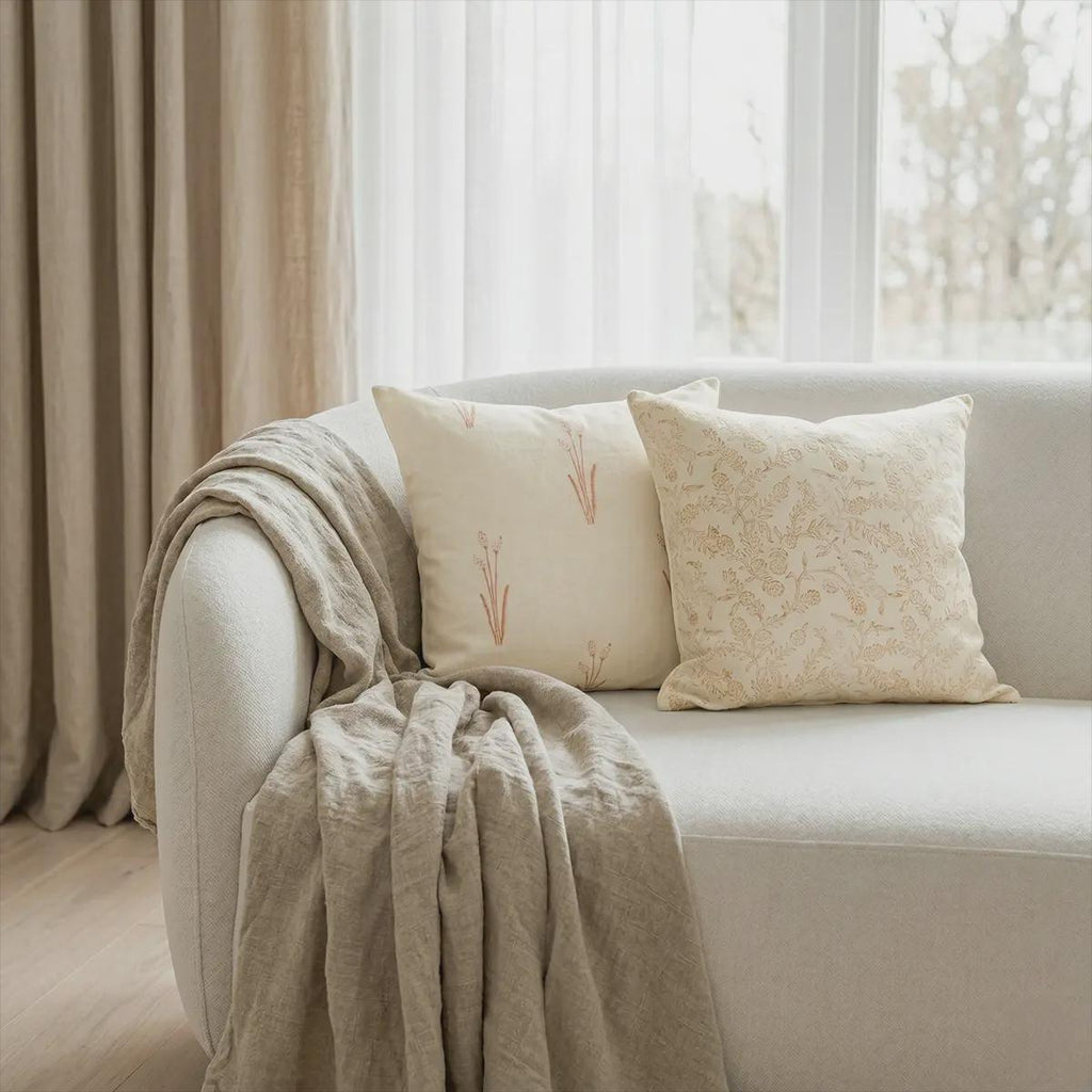 Meadow Floral Block Print Linen Pillow Cover