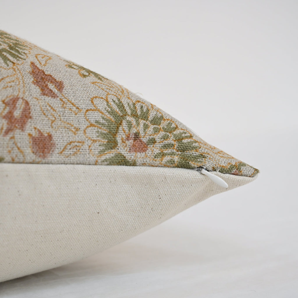 Alexis   Sage Linen Block Print Pillow Cover
