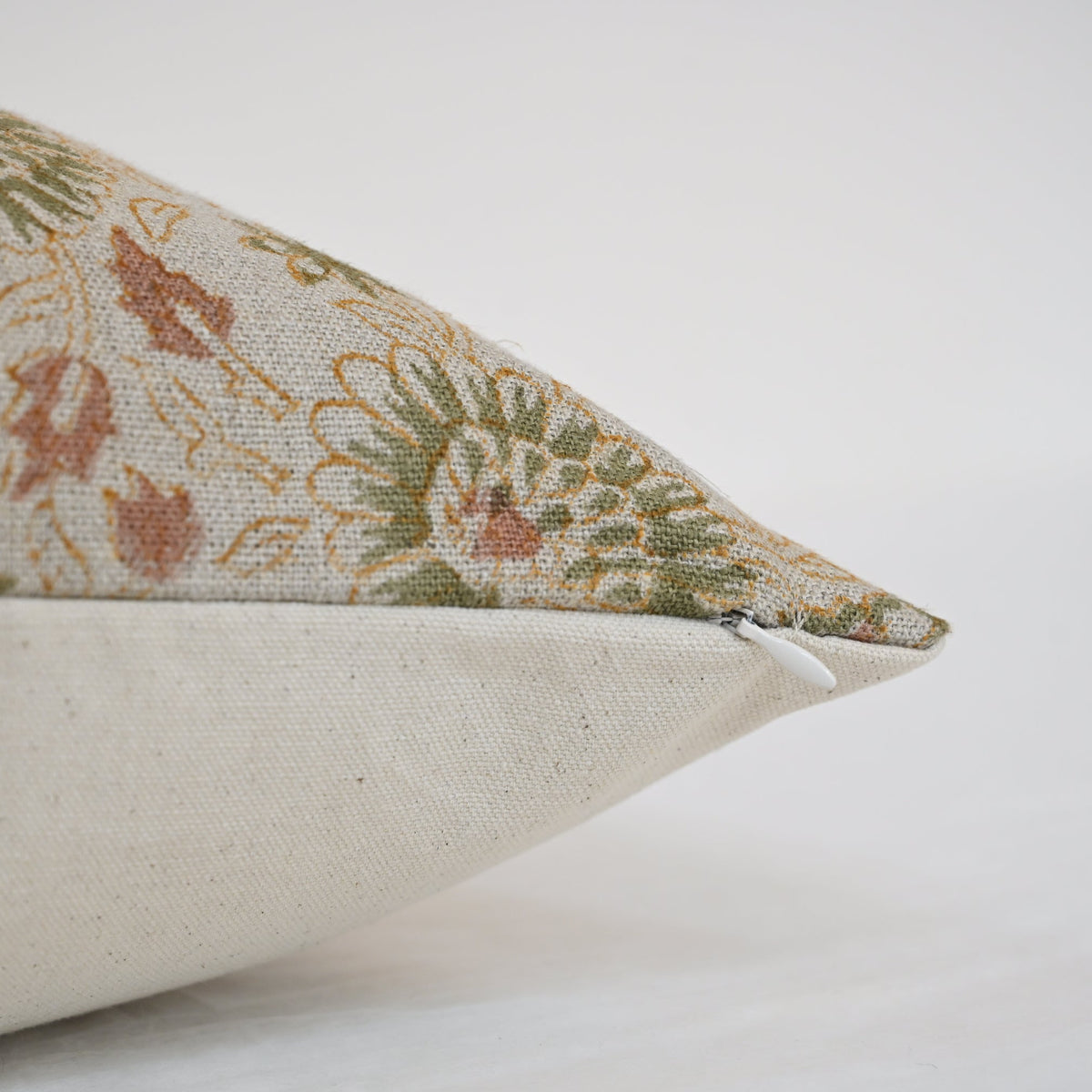 Alexis   Sage Linen Block Print Pillow Cover