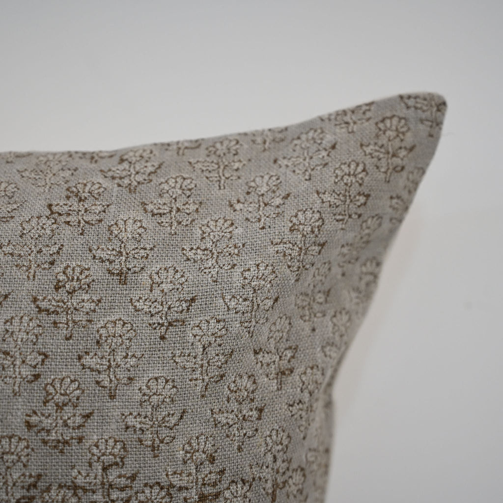 Makayla Chestnut Linen Block Print Pillow Cover