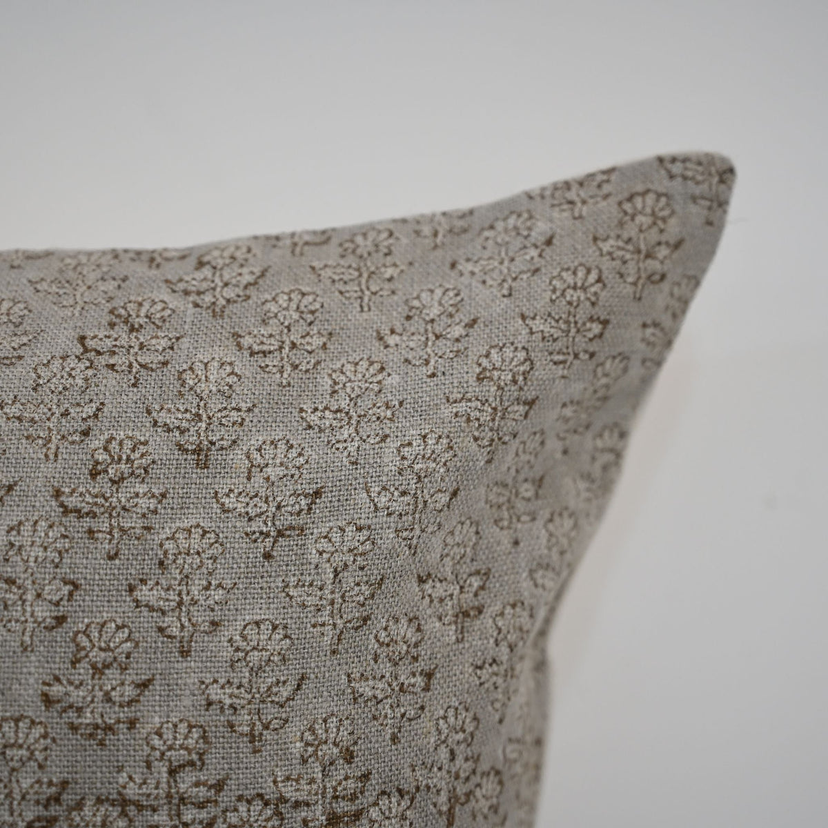 Makayla Chestnut Linen Block Print Pillow Cover