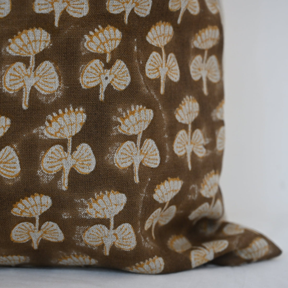 Gabriella Espresso Linen Block Print Pillow Cover