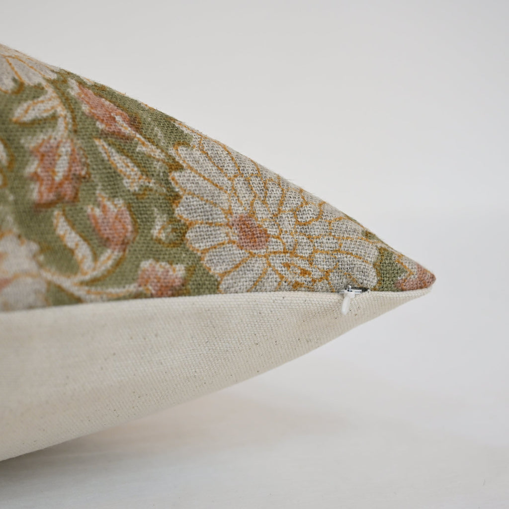 Alexis Cream Linen Block Print Pillow Cover