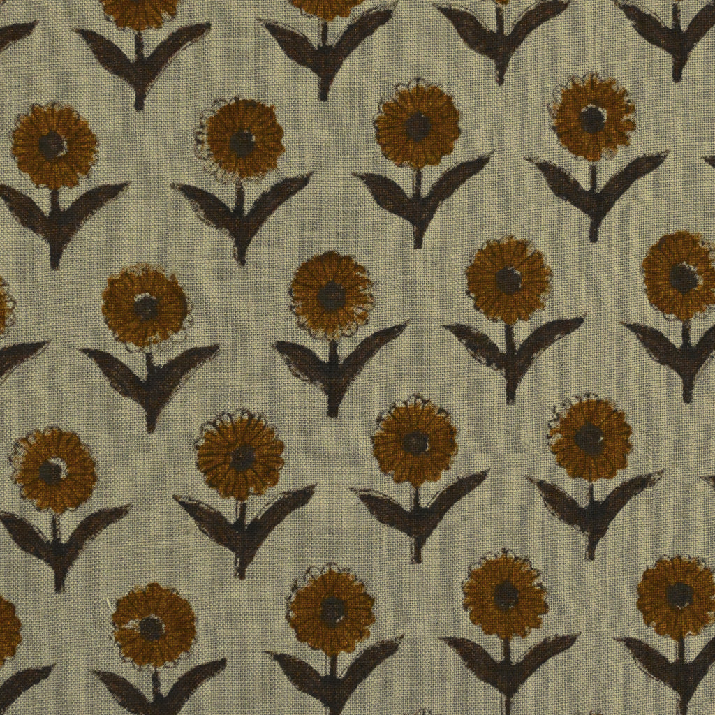 Luna Floral Hand Block Print Linen Fabric by the Yard 8