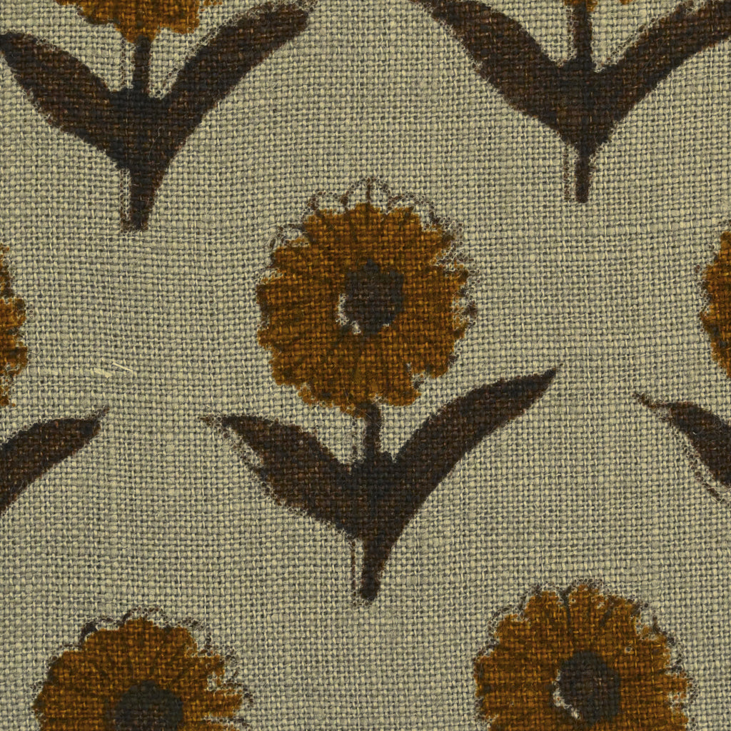 Luna Floral Hand Block Print Linen Fabric by the Yard 8