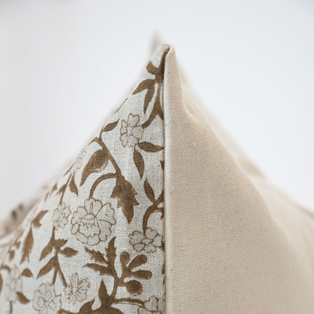 Kara Chestnut Linen Block Print Pillow Cover