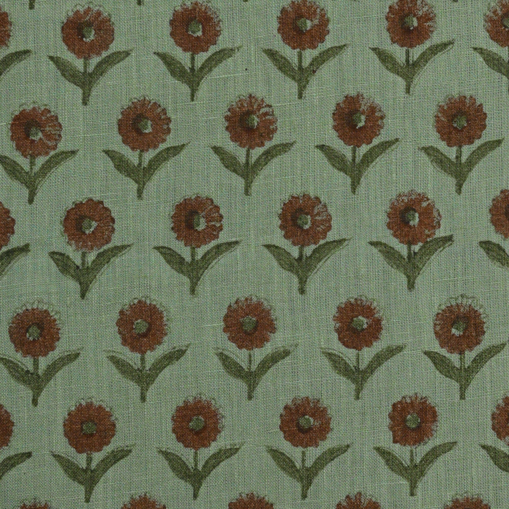 Luna Floral Hand Block Print Linen Fabric by the Yard 8