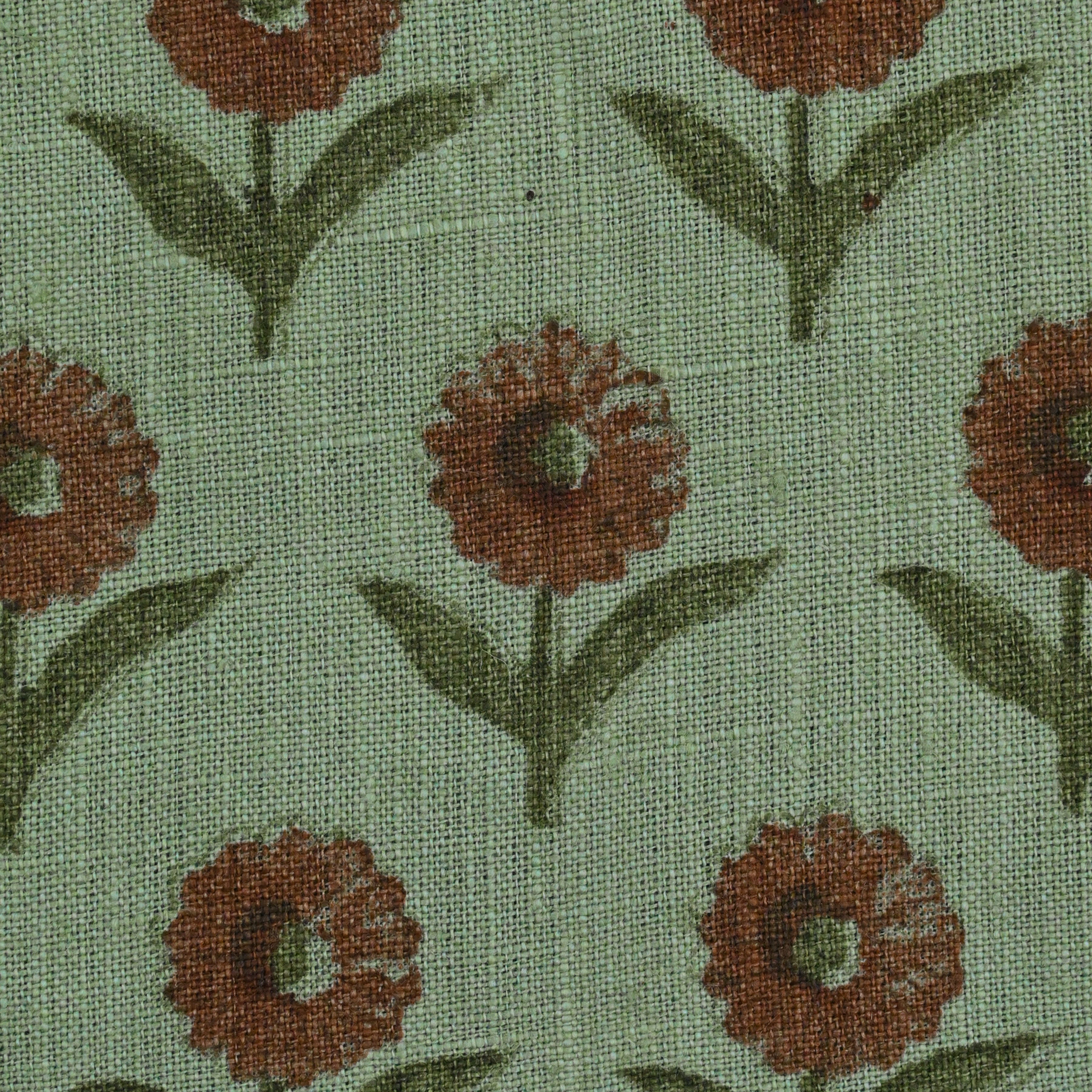 Luna Floral Hand Block Print Linen Fabric by the Yard 8