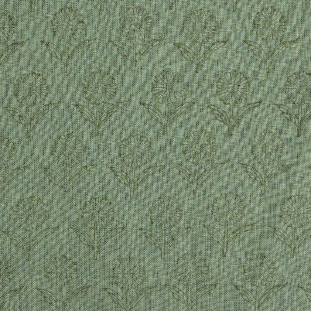 Luna Floral Hand Block Print Linen Fabric by the Yard 8
