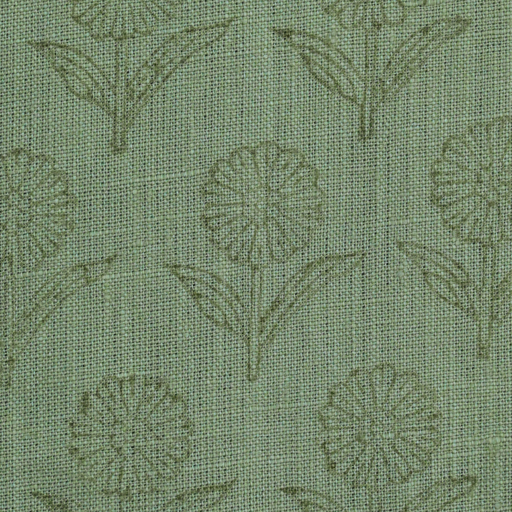 Luna Floral Hand Block Print Linen Fabric by the Yard 8