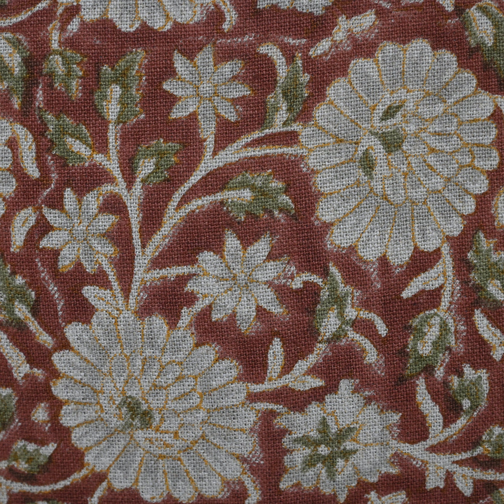 Alexis  Terracotta Linen Block Print Pillow Cover