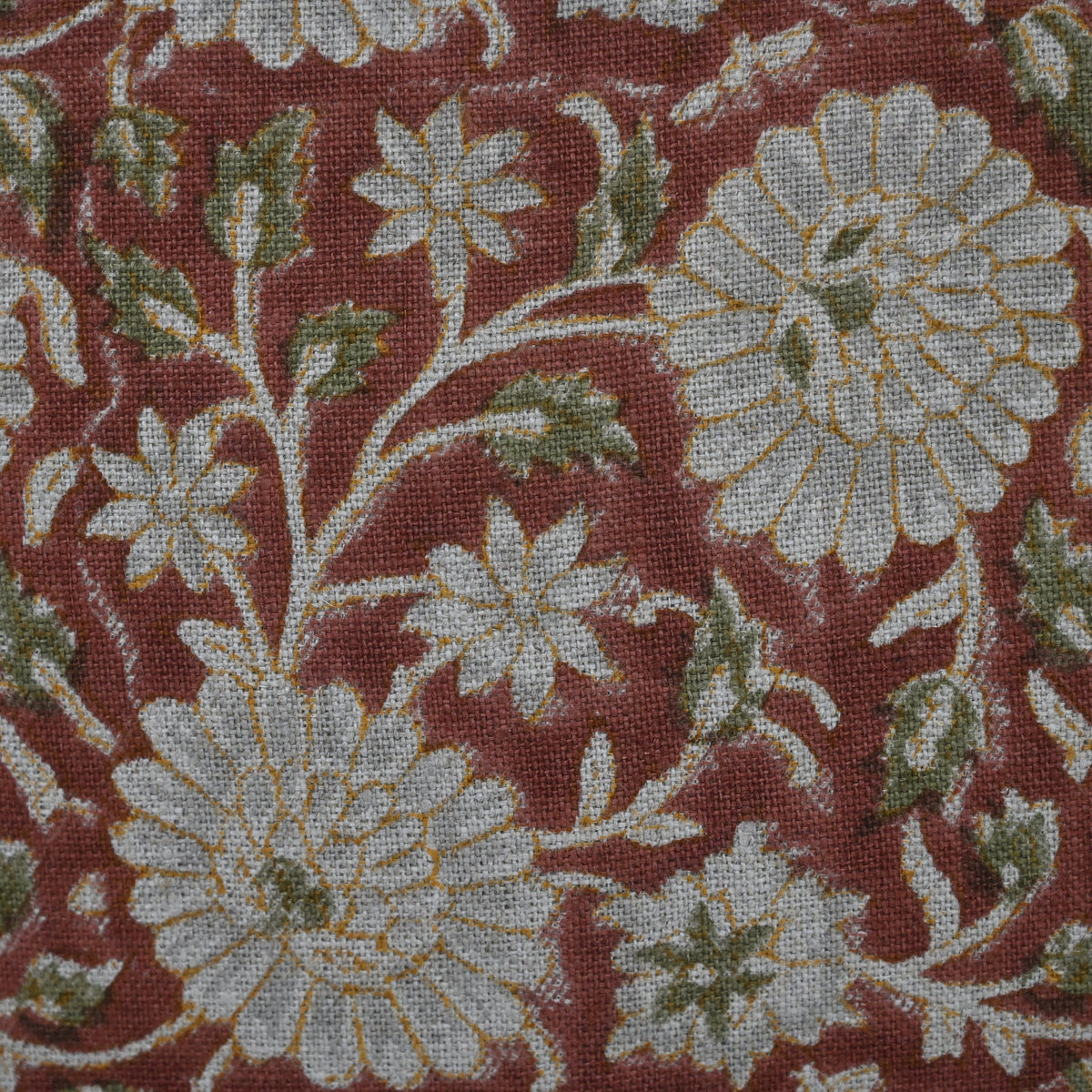 Alexis  Terracotta Linen Block Print Pillow Cover