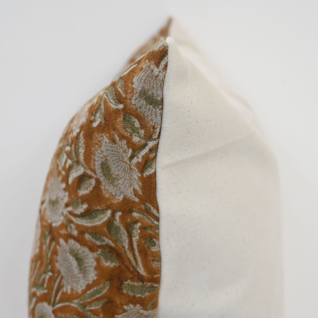 Elise Warm Linen Block Print Pillow Cover