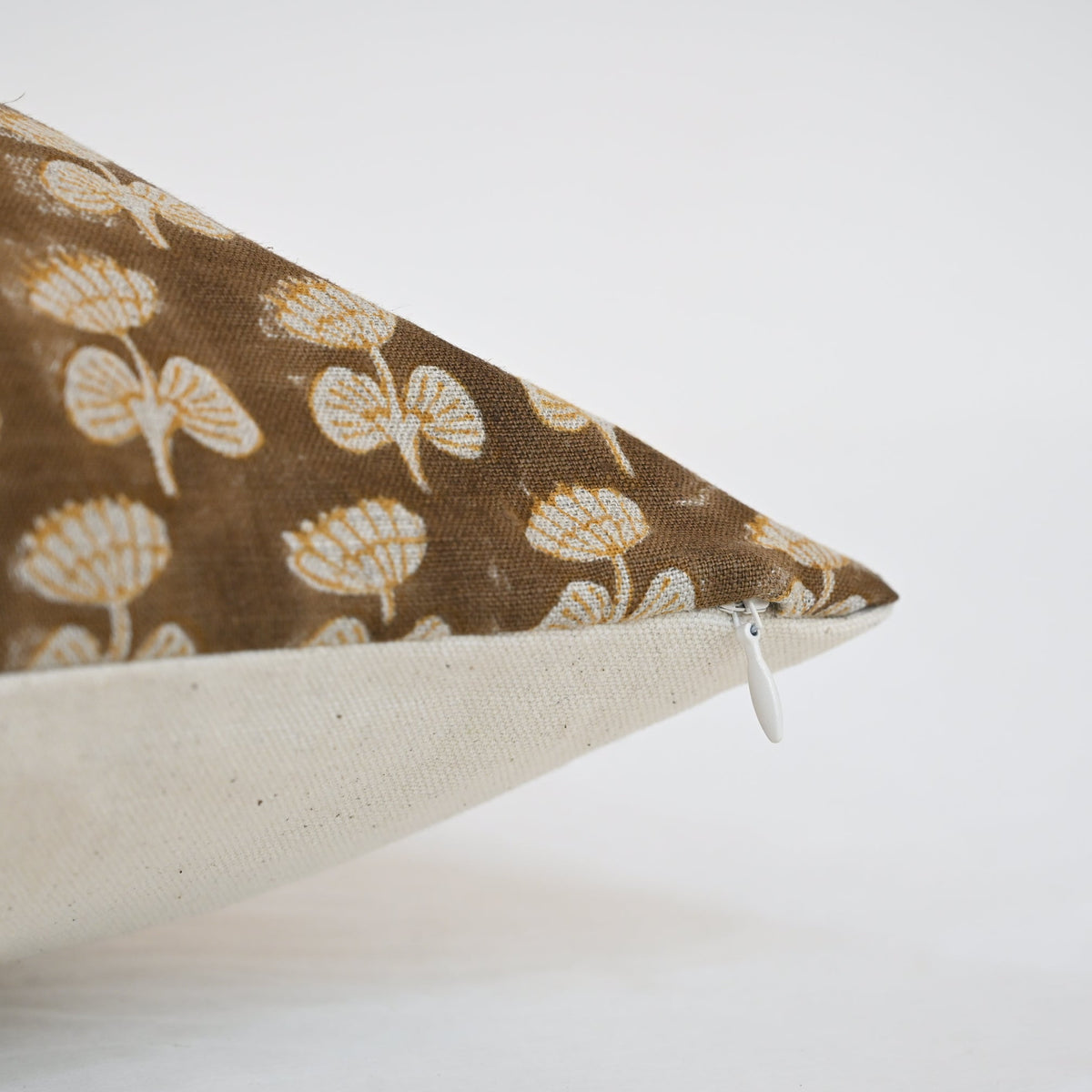 Gabriella Espresso Linen Block Print Pillow Cover