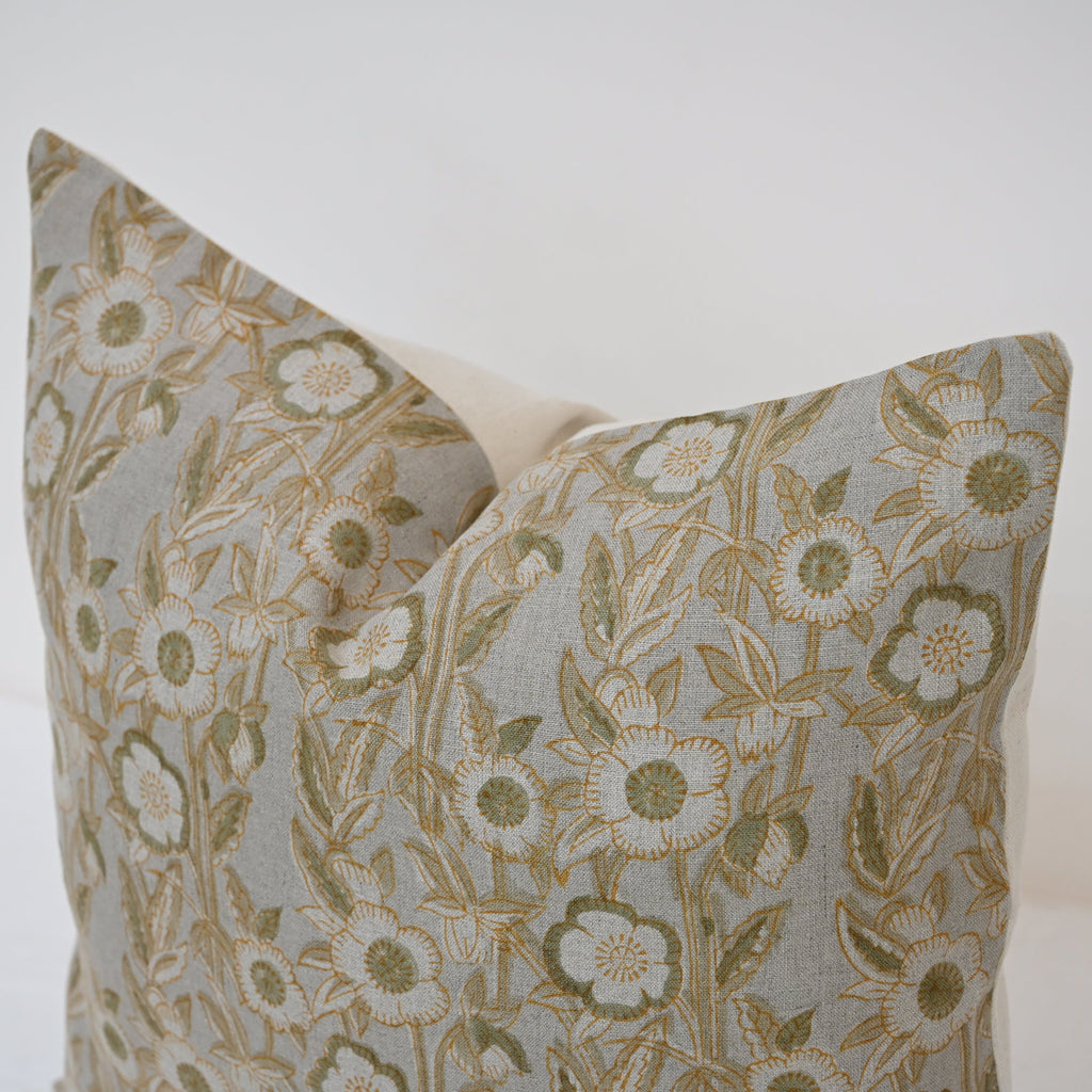 Maria Warm Linen Block Print Pillow Cover