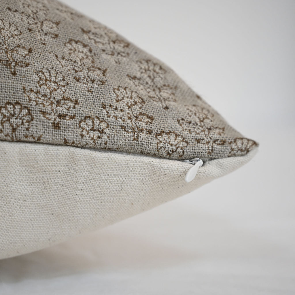 Makayla Chestnut Linen Block Print Pillow Cover