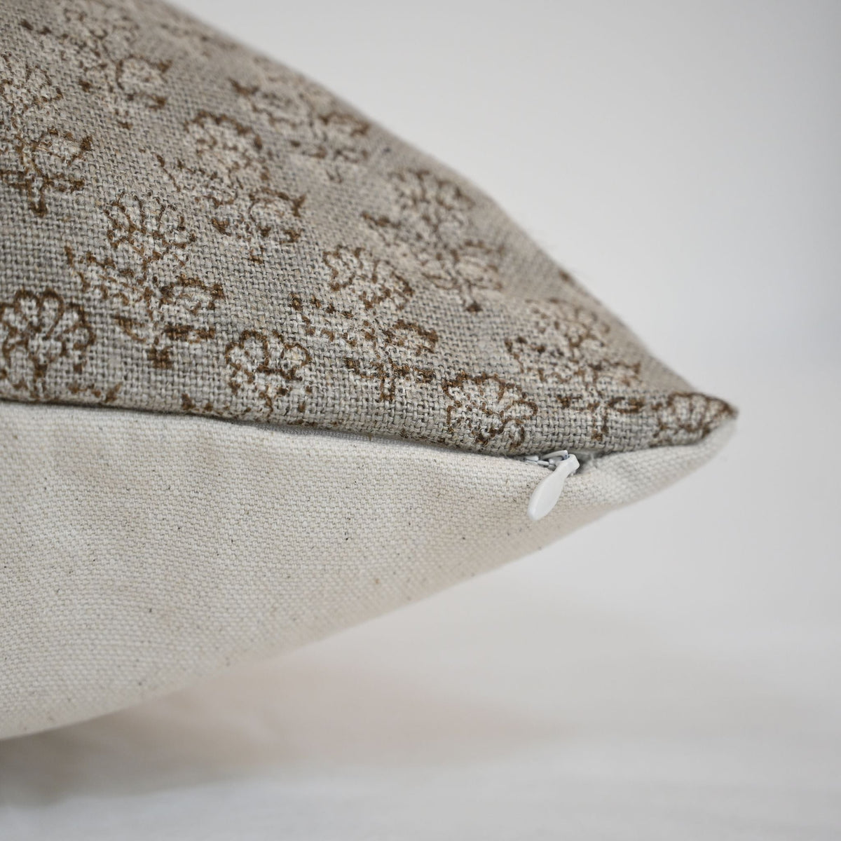 Makayla Chestnut Linen Block Print Pillow Cover