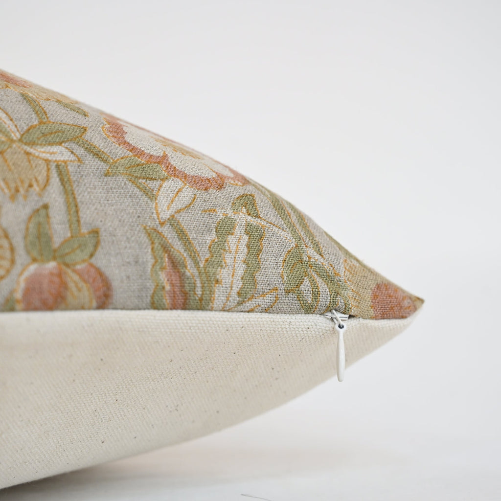 Maria Blush Linen Block Print Pillow Cover