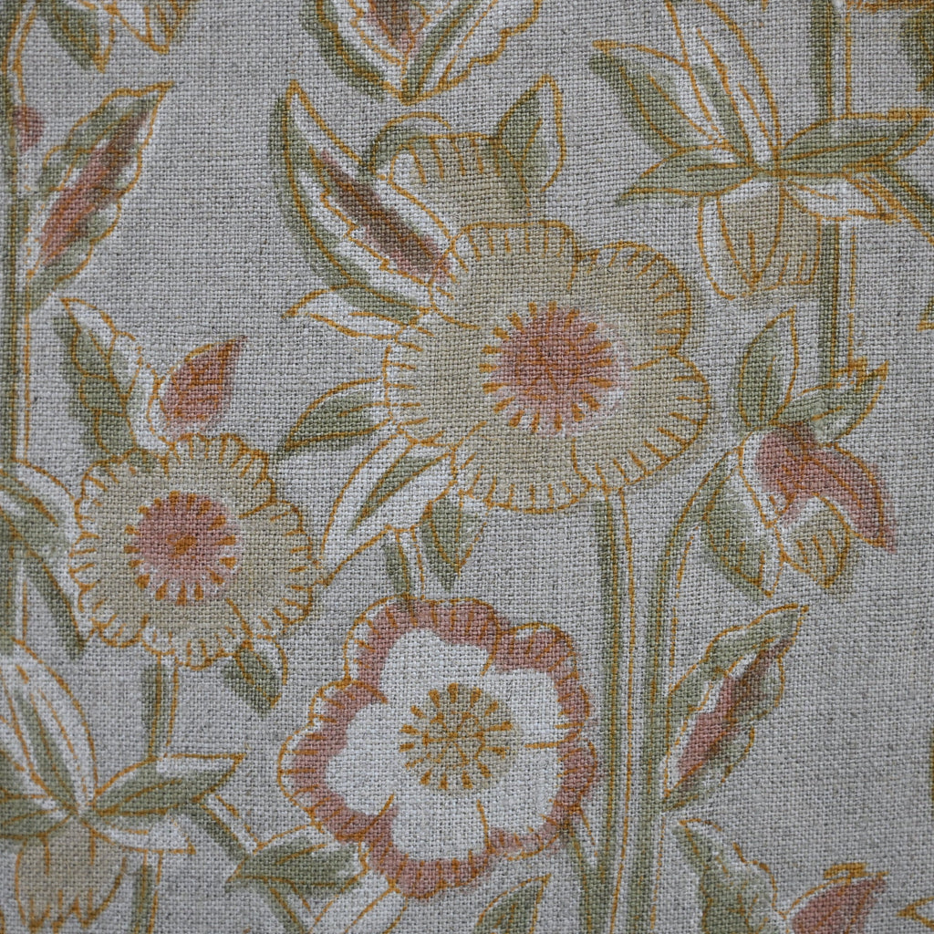 Maria Blush Linen Block Print Pillow Cover