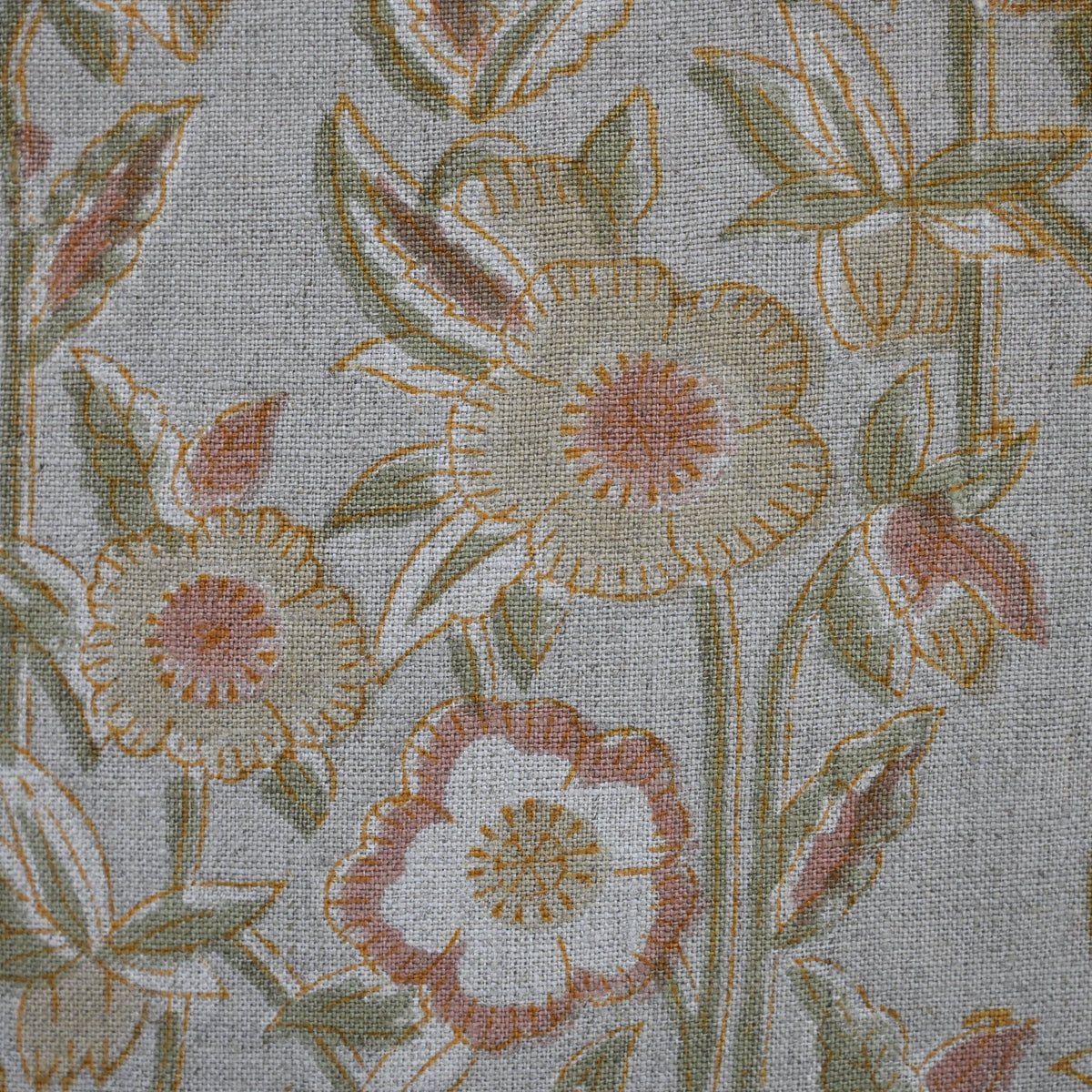 Maria Blush Linen Block Print Pillow Cover