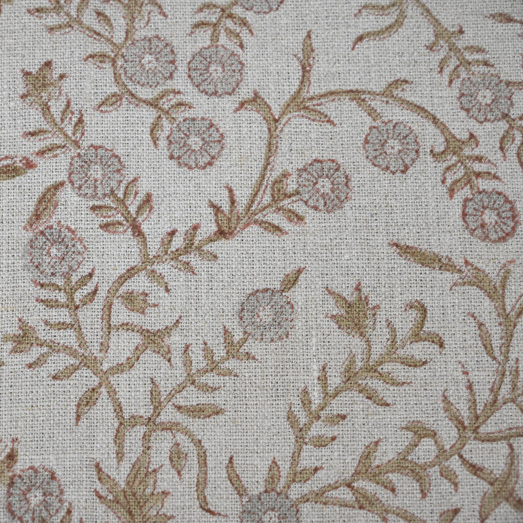 Bailey Taupe  Linen Block Print Pillow Cover