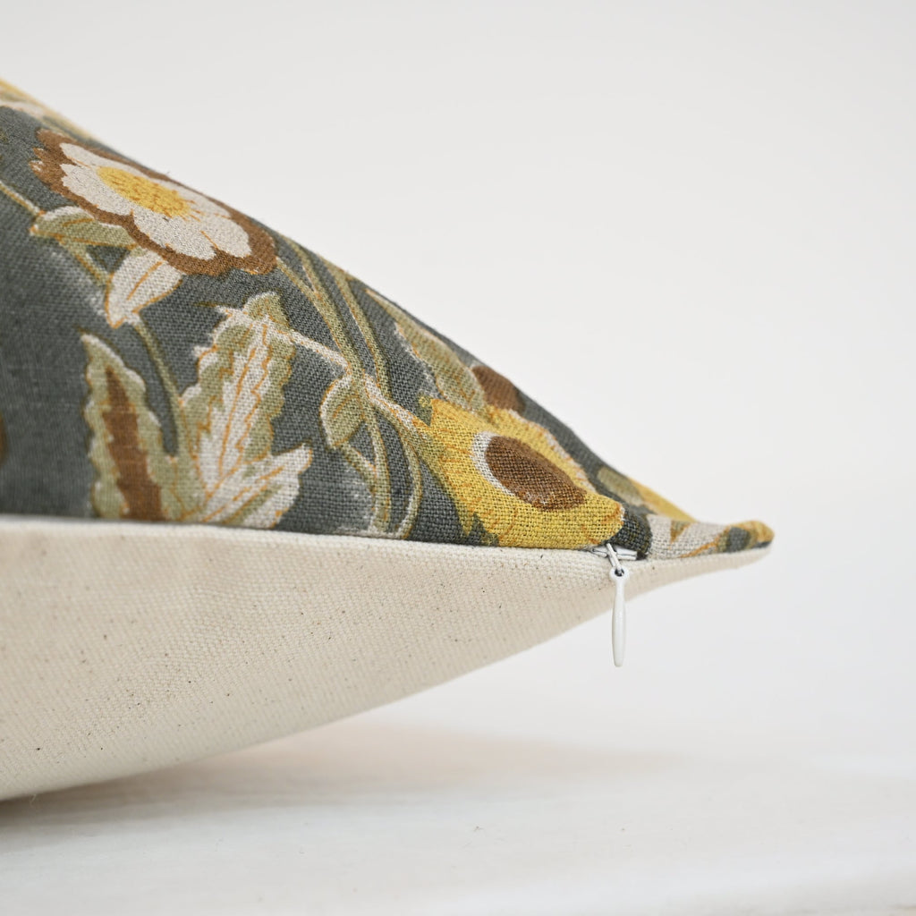 Maria Mustard Linen Block Print Pillow Cover