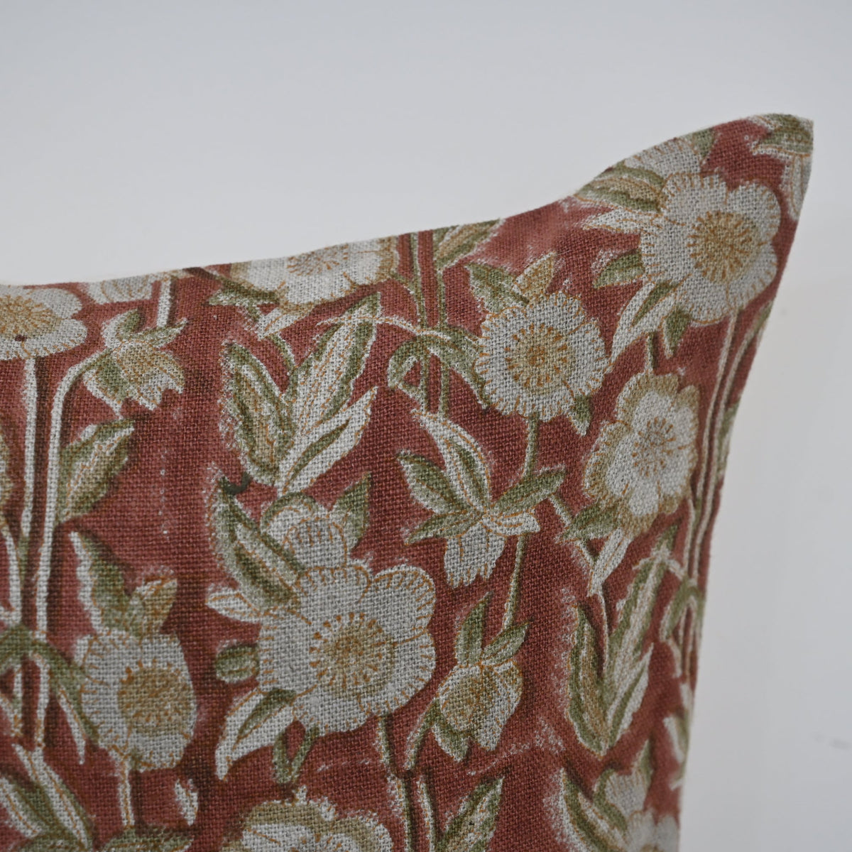 Maria Brick Linen Block Print Pillow Cover