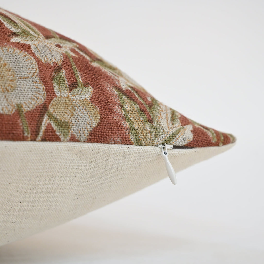 Maria Brick Linen Block Print Pillow Cover