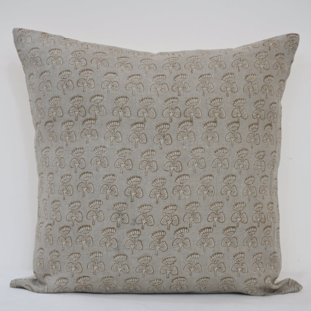 Gabriella Sepia Linen Block Print Pillow Cover