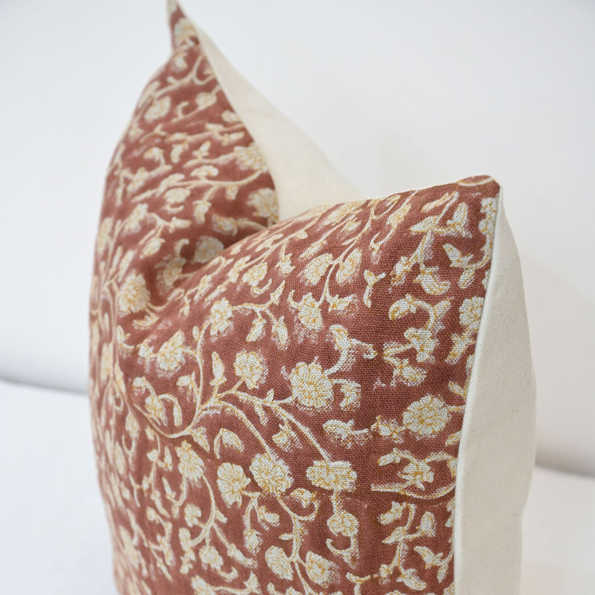 Katie Gold Linen Block Print Pillow Cover