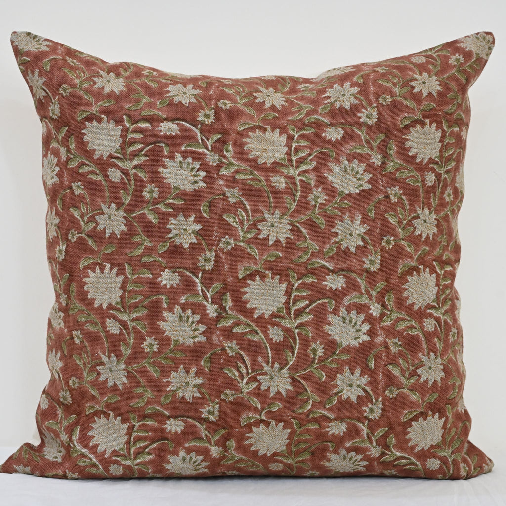 Molly Soft Sage Linen Block Print Pillow Cover