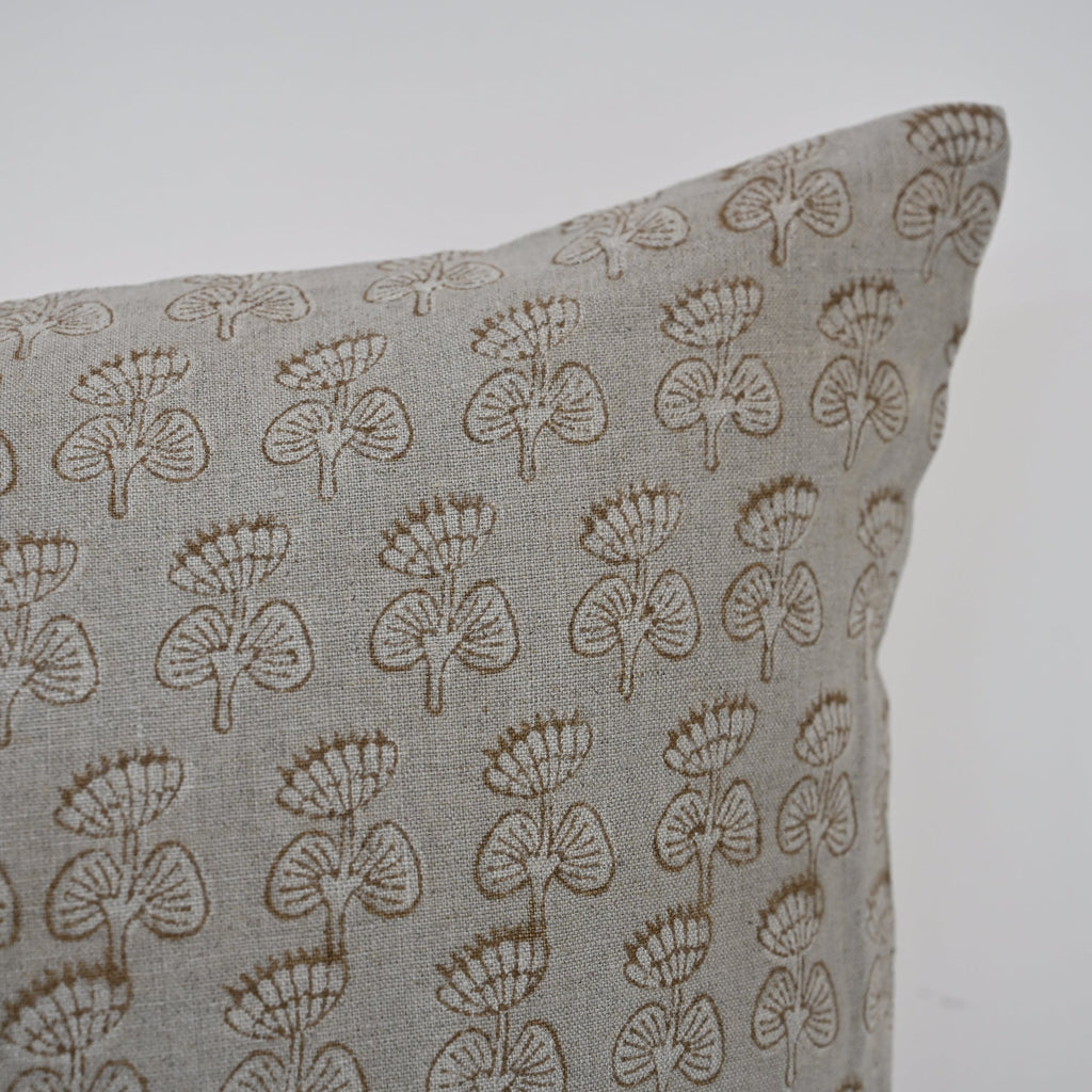 Gabriella Sepia Linen Block Print Pillow Cover