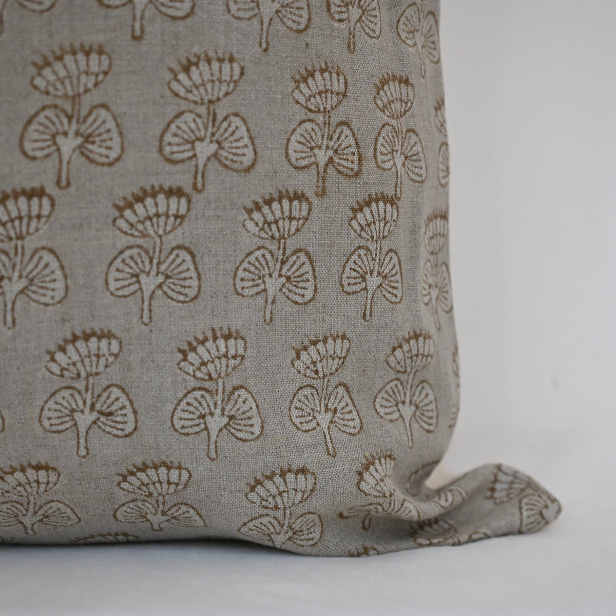 Gabriella Sepia Linen Block Print Pillow Cover
